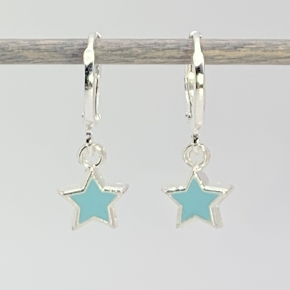 Light Blue Star Earrings - Picture 1 of 5